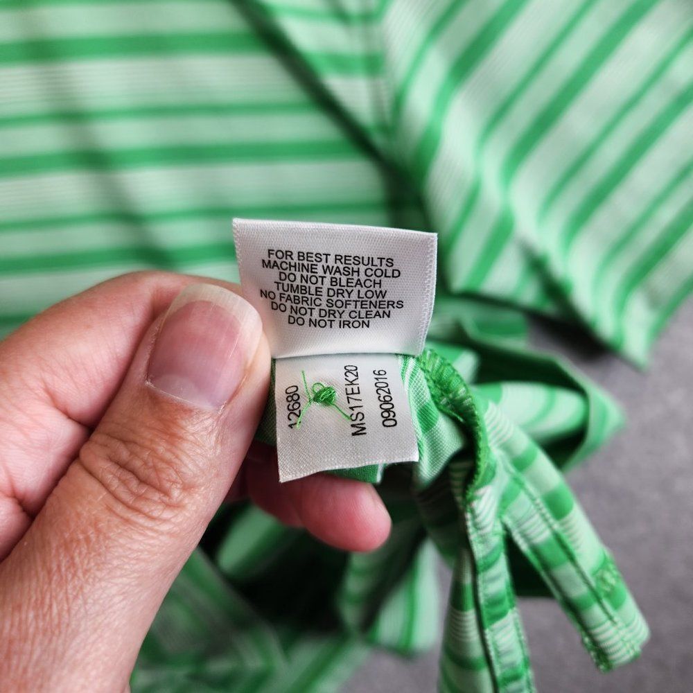 Peter Millar Summer Comfort Polo Shirt Mens Medium Green Striped Stretchy - Picture 10 of 15